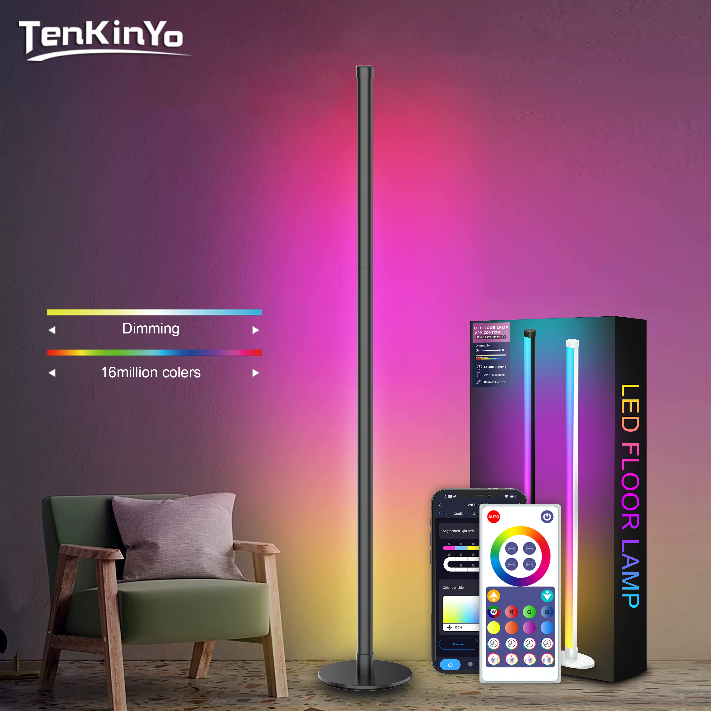 Esports Gaming Room - RGBIC Corner Floor Lamp Smart APP
