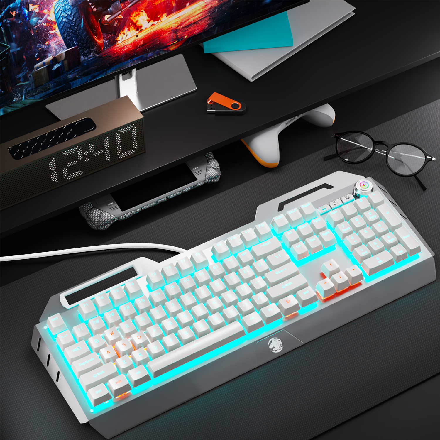 Esports Gaming Pcs - EWEADN Wired Mechanical Gaming Keyboard, Knob